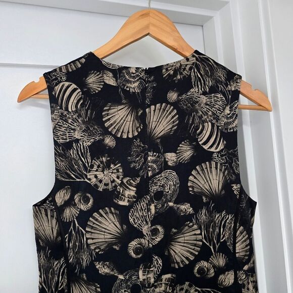 🆕️ CO Seashell Print Satin Sleevless Midi Dress in Black - Picture 8 of 15
